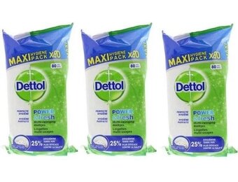 Dettol Schoonmaakdoekjes Power & Fresh - Original - 80 stuks x3