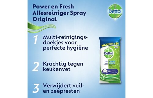 Dettol Schoonmaakdoekjes Power & Fresh - Original - 80 stuks x3