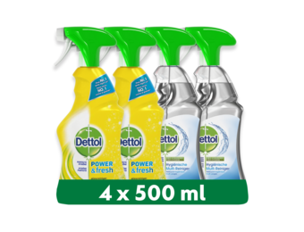 Dettol - 2L Allesreiniger Spray Power & Fresh - Citrus 2x500ml - Trigger Multireiniger (Cleanser) 2x500ml - Voordeelverpakking