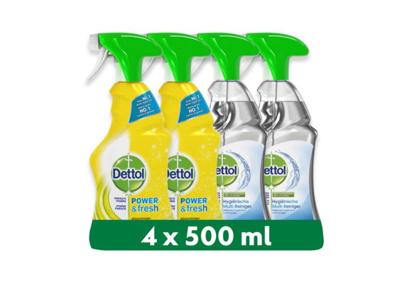 Dettol - 2L Allesreiniger Spray Power & Fresh - Citrus 2x500ml - Trigger Multireiniger (Cleanser) 2x500ml - Voordeelverpakking