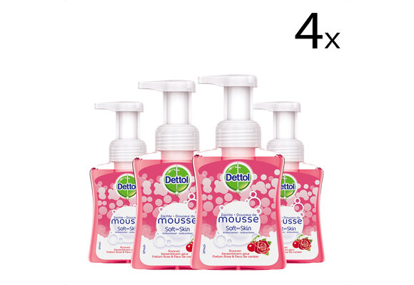 Dettol Handzeep Zachte Mousse - Roos &amp; Kersenbloesem - 250ml x4
