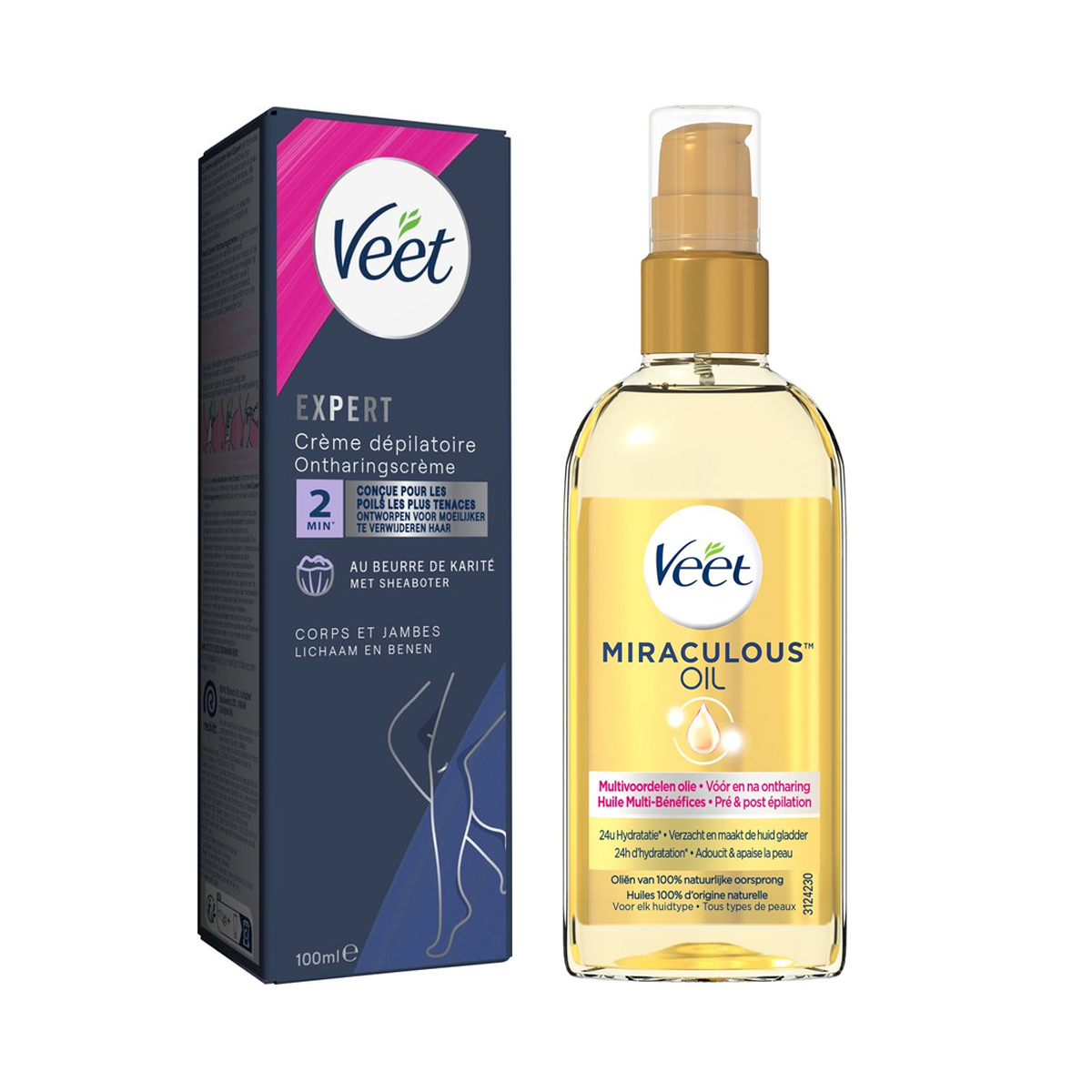 Veet - Alle huidtypes - Miraculous oil - Ontharingscreme Benen 100ml
