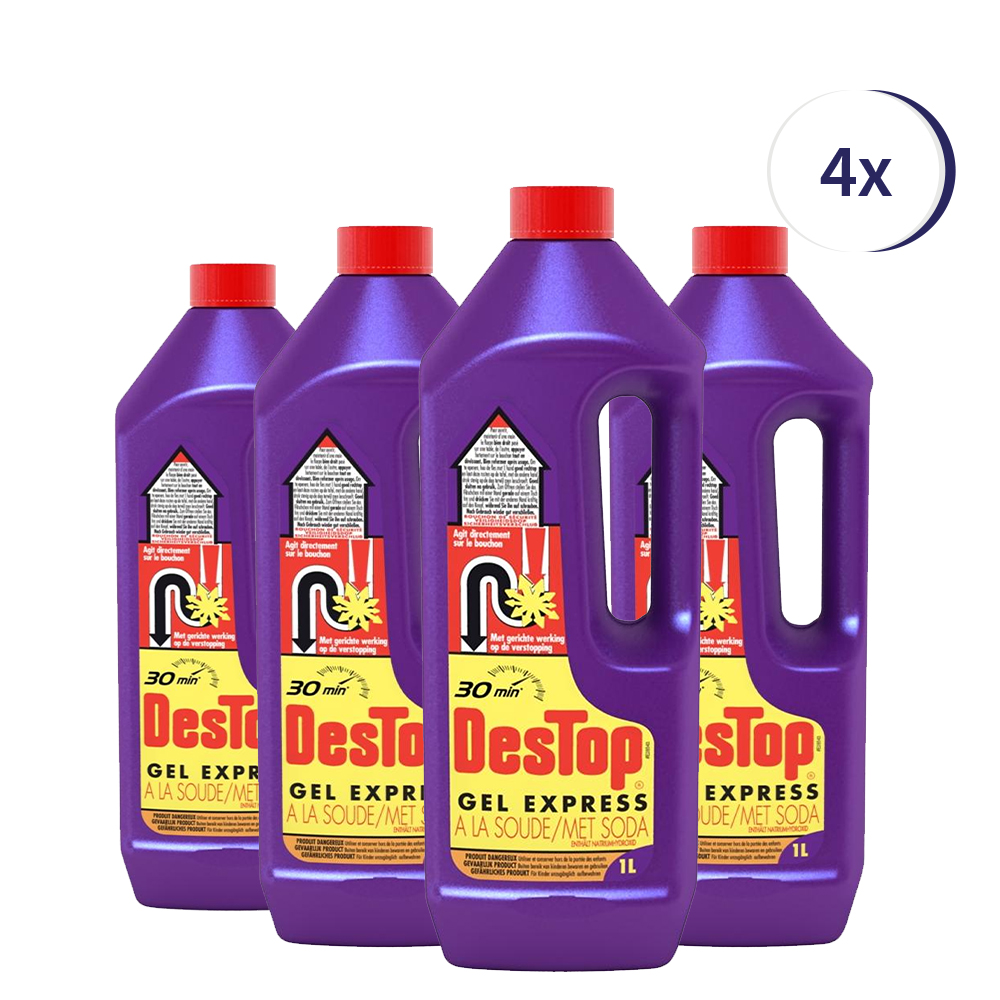 Destop Gel Express Ontstopper met Soda - 1L x4