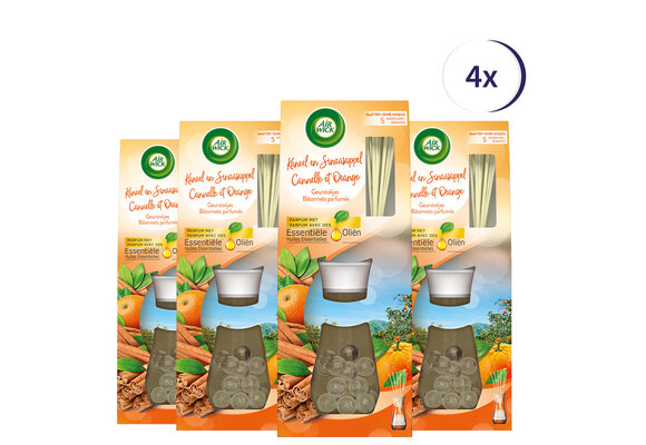 Air Wick Reeds Essential Oils Cinnamon &amp; Orange 33ML x4