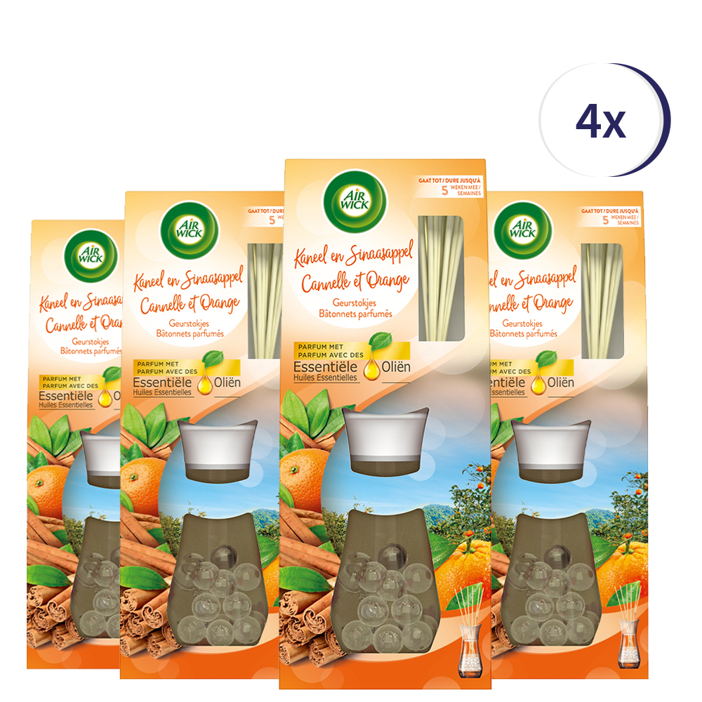 Air Wick Reeds Essential Oils Cinnamon & Orange 33ML x4
