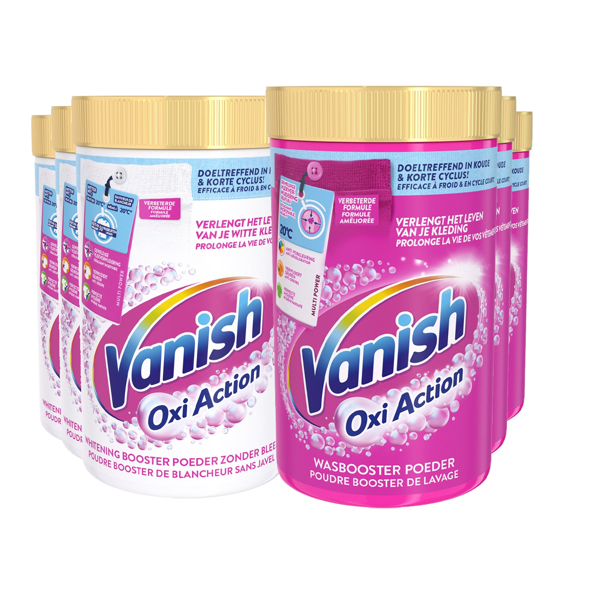 Vanish Oxi Action - Whitening & Wasbooster Poeder - 1.5 kg x 6 - Voordeelverpakking