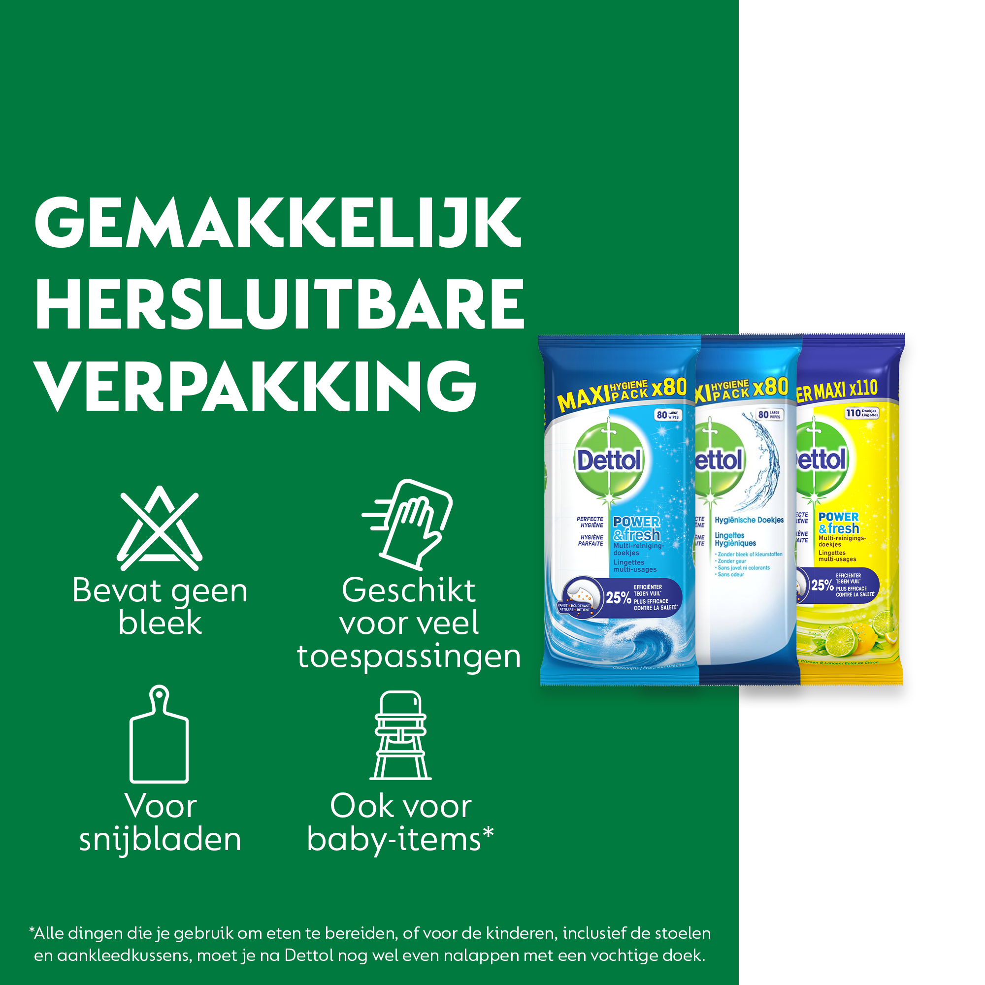 Dettol - 480 Schoonmaakdoekjes Power & Fresh - Oceaan 2x80 stuks - Hygiënische 3x80 stuks - Voordeelverpakking