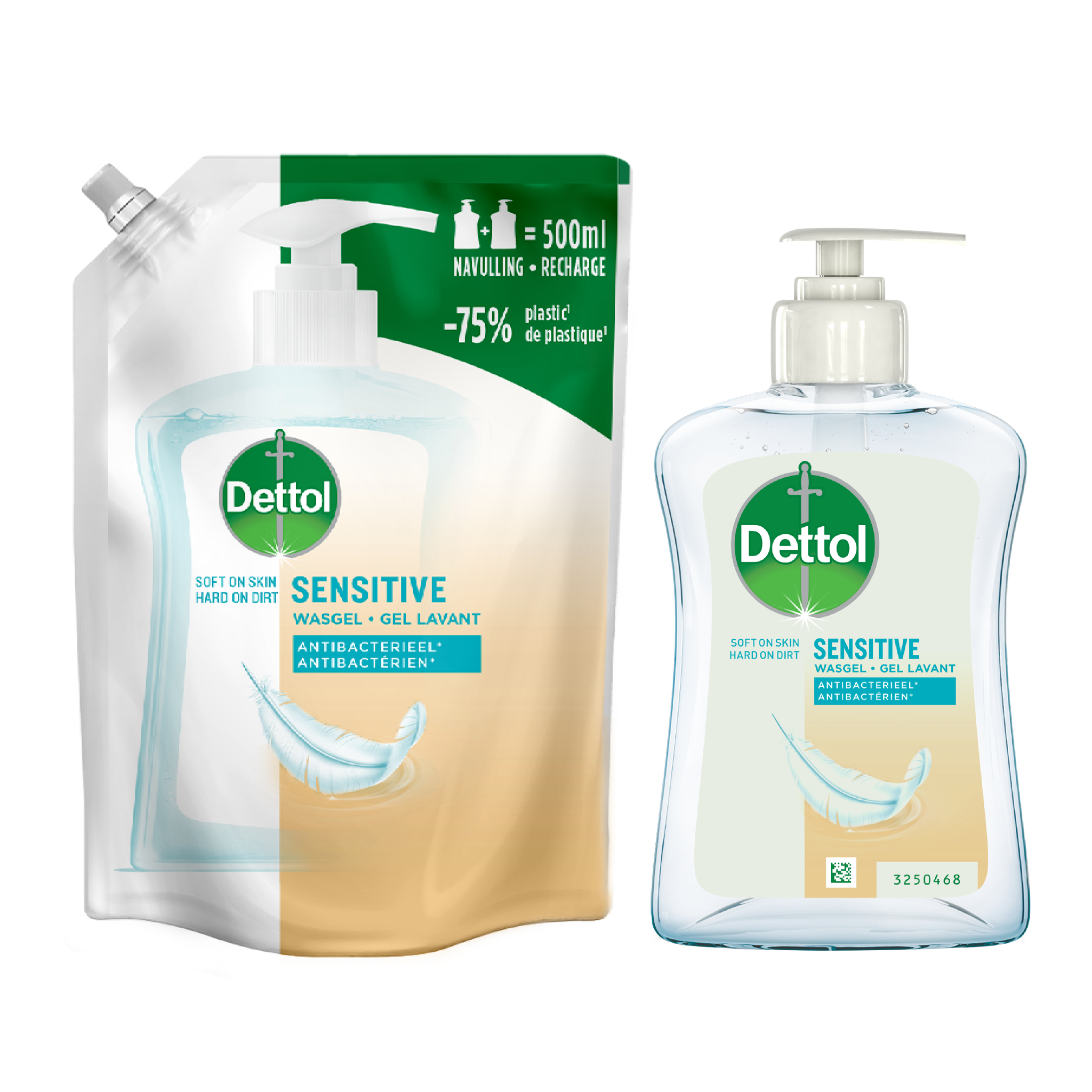 Dettol - Refill Sensitive 500ML - Sensitive 250ML - Voordeelverpakking