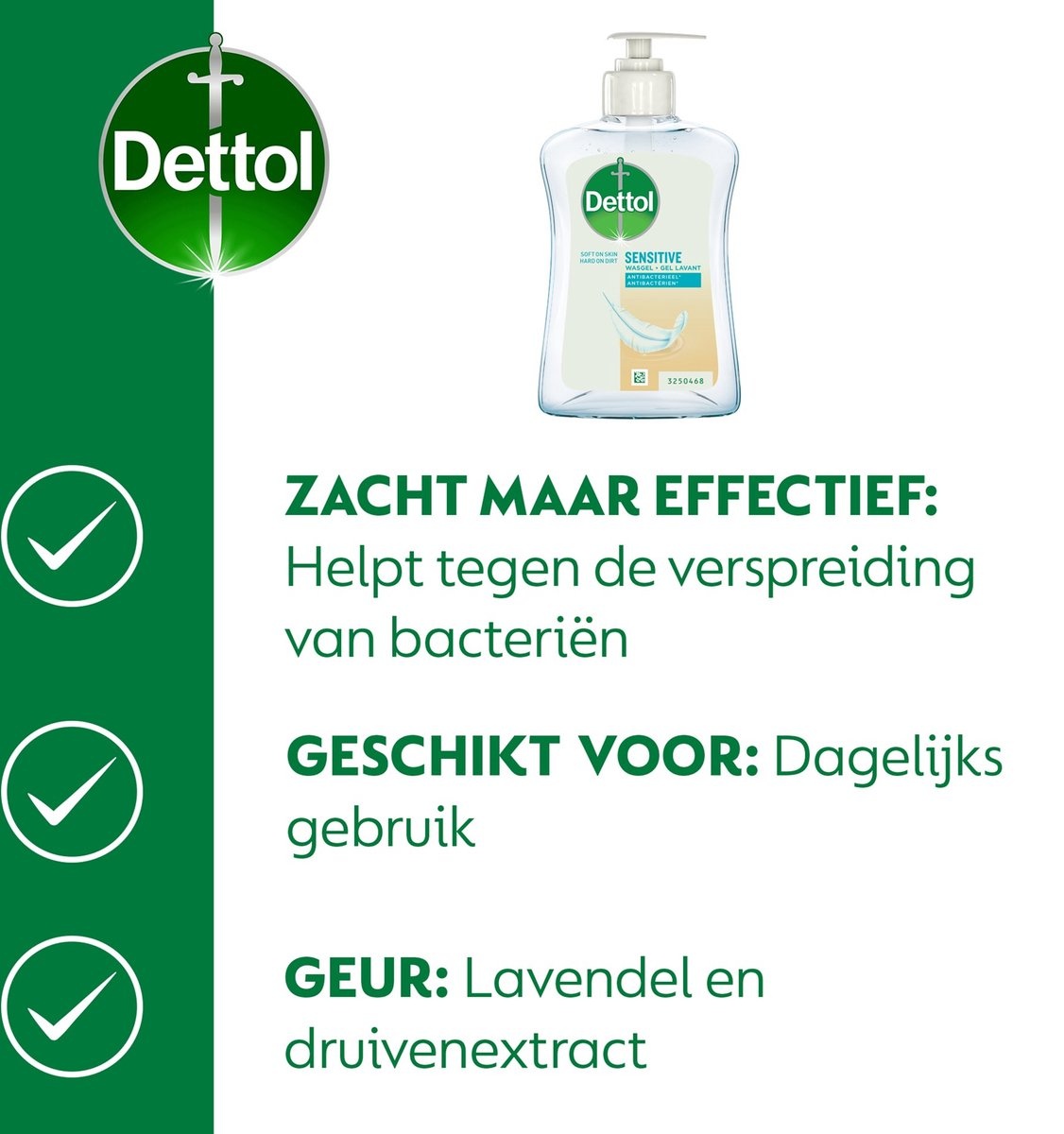 Dettol - 2x Dettol Refill Sensitive 500ML - 1 x Dettol Sensitive 250ML - Voordeelpakket