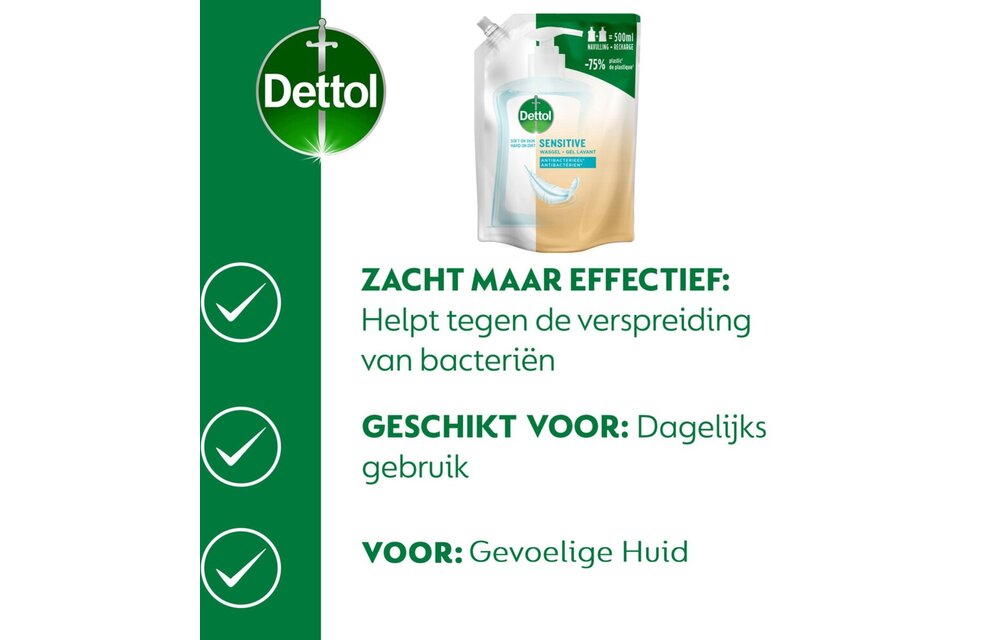Dettol - 2x Dettol Refill Sensitive 500ML - 1 x Dettol Sensitive 250ML - Voordeelpakket