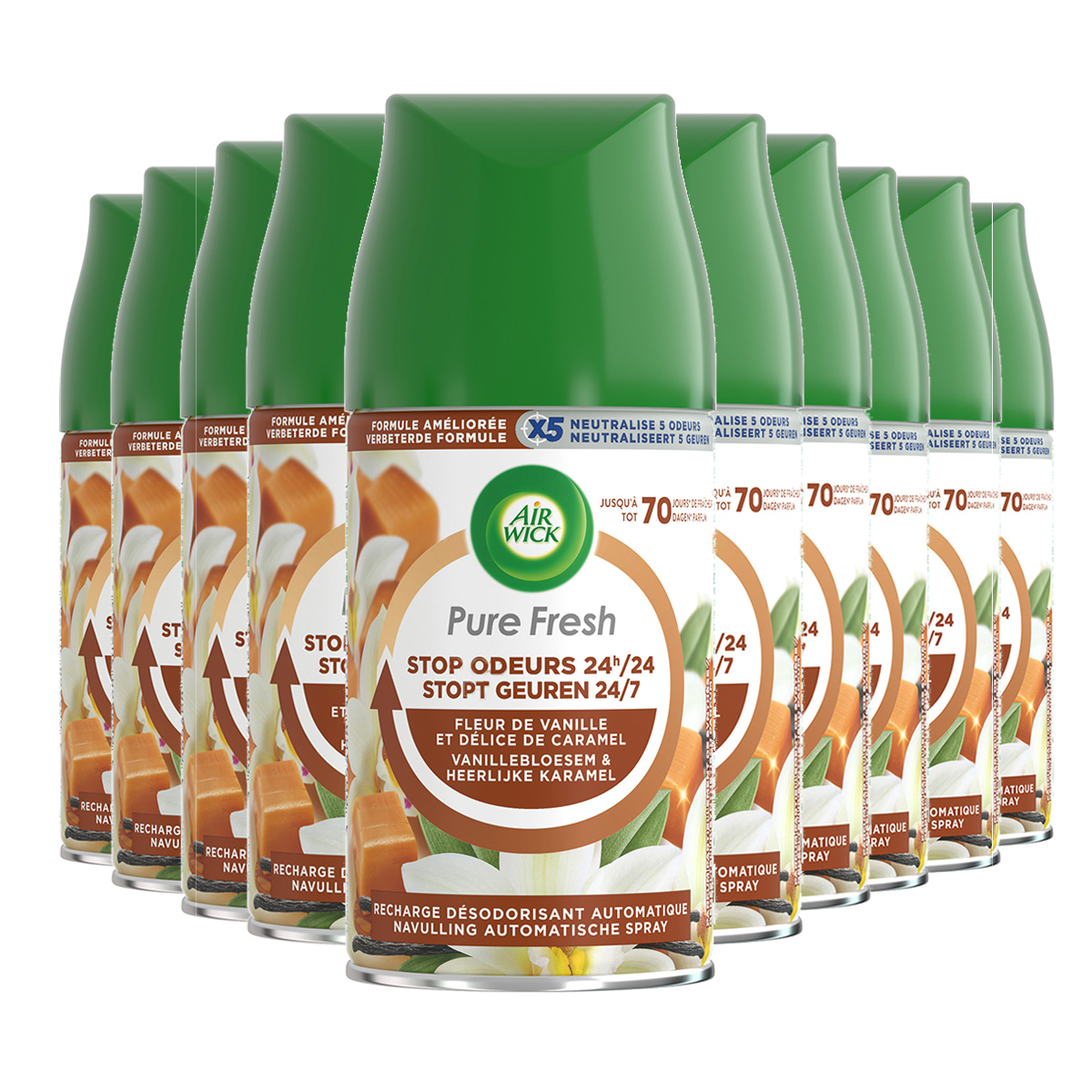 Air Wick Freshmatic Automatische Spray Luchtverfrisser - Pure Fresh Vanille - Navulling - 250 ml - 10 stuks - Voordeelverpakking