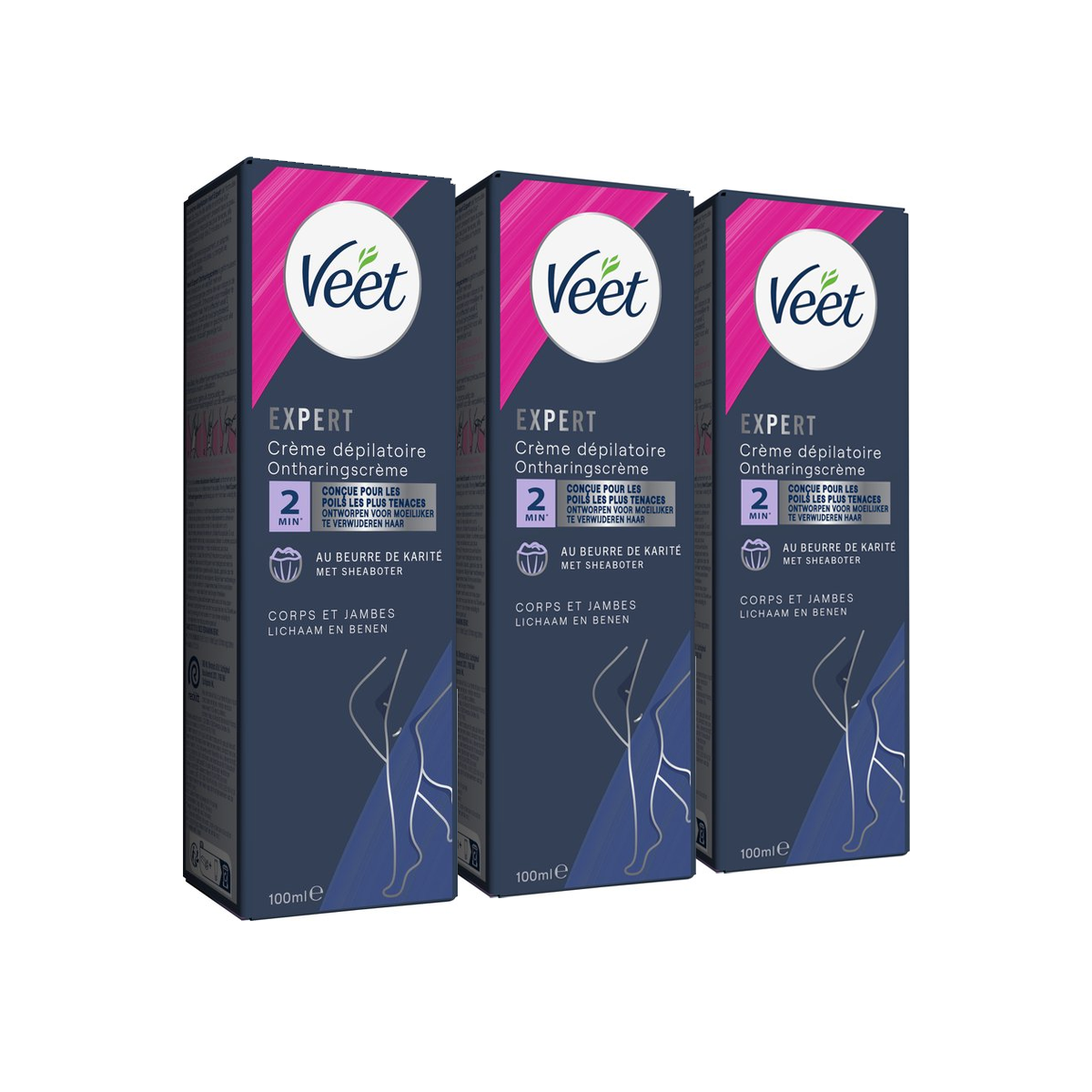 Veet - Expert - Ontharingscreme Benen 100ml - 3 stuks - Voordeelverpakking