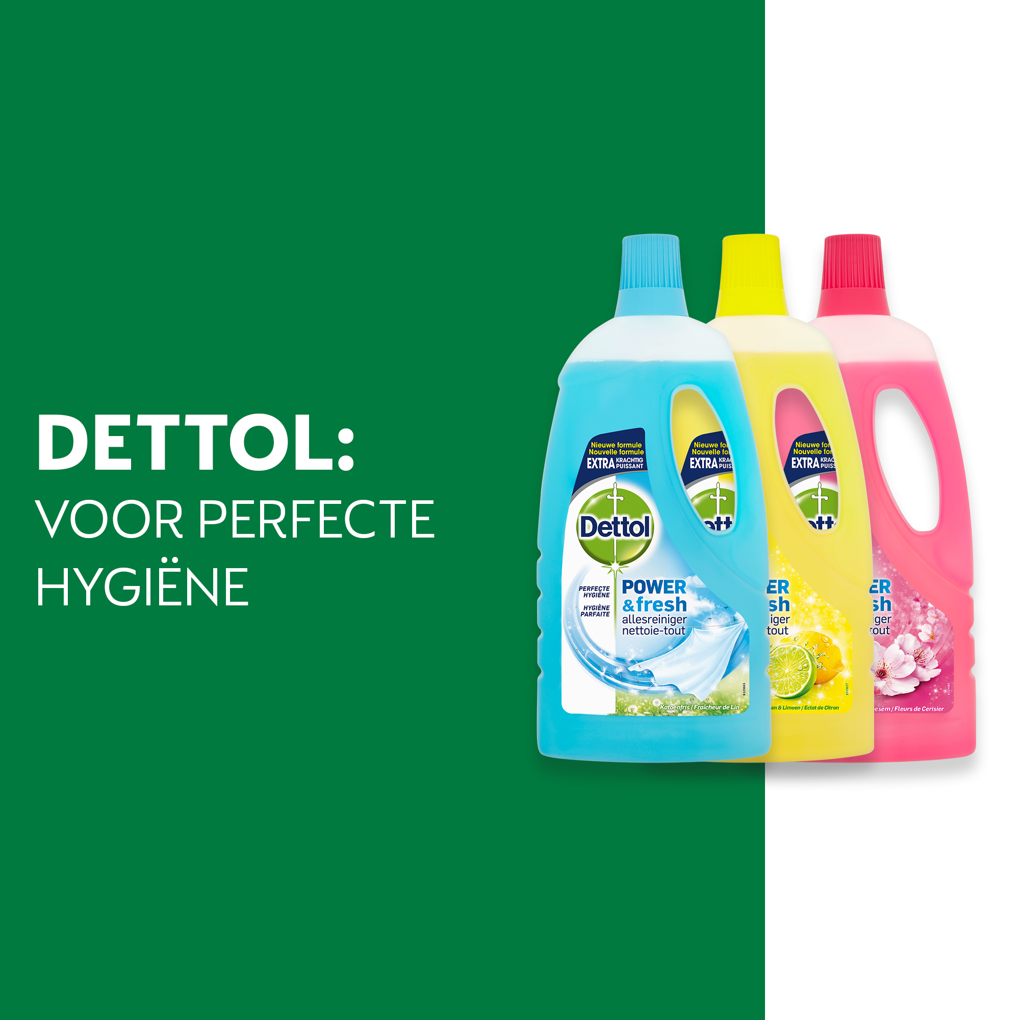 Dettol - 9L Allesreiniger Power & Fresh - Katoenfris 3x1L - Citrus 3x1L - Kersenbloesem 3x1L - Voordeelverpakking