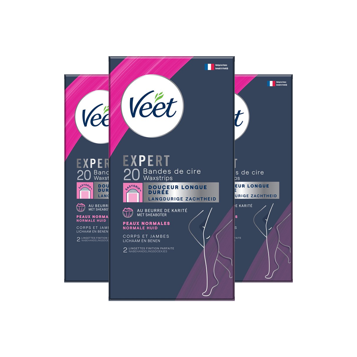 Veet - Expert - Koude Wasstrips - Benen (Normal) 20st- 3 stuks - Voordeelverpakking