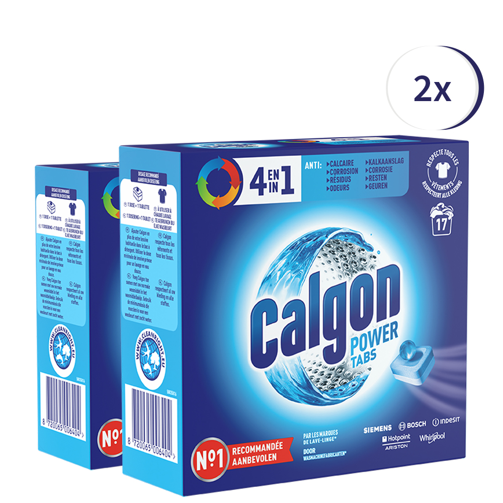 Calgon - 4-in-1 Powerball Wasmachinereiniger en Antikalk 17 stuks - 2 stuks