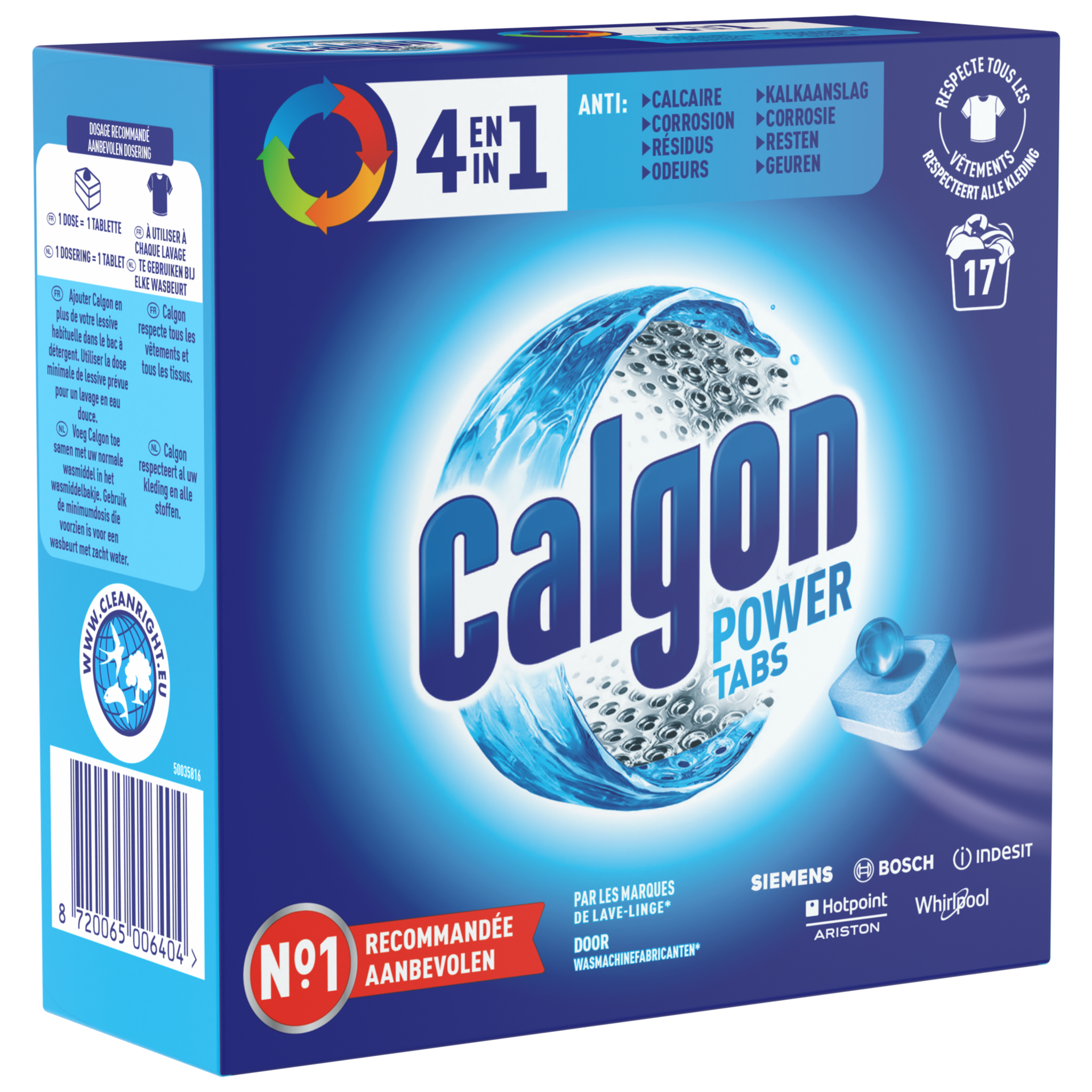 Calgon - 4-in-1 Powerball Wasmachinereiniger en Antikalk 17 stuks - 2 stuks