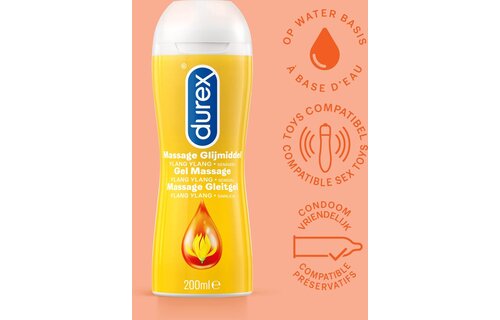 Durex - Play Massage 2/1 Sensitive 200ML - Play Tingle Glijmiddel 100ML - Condooms Orgasm Intense Stimulerende Gel 10st