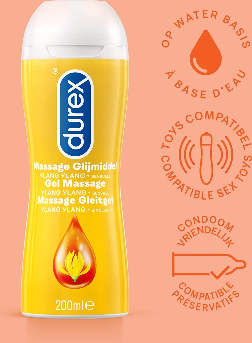 Durex - Play Massage 2/1 Sensitive 200ML - Play Tingle Glijmiddel 100ML - Condooms Orgasm Intense Stimulerende Gel 10st