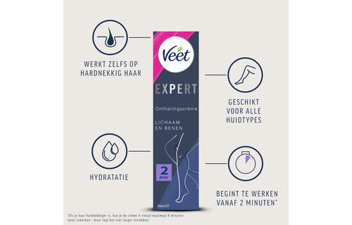 Veet - Expert - Alle huidtypes - Ontharingscreme Benen 100ml - Ontharingscreme met sheaboter Oksels 100ml