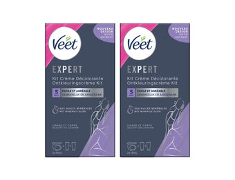 Veet Set Voor Haarontkleuring - Gezicht en Lichaam - Normale Huid - 2x75ml - 2 stuks - voordeelverpakking