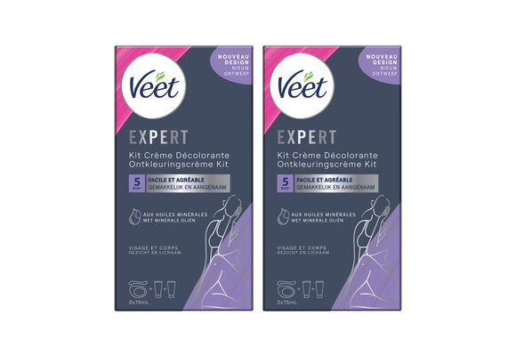 Veet Set Voor Haarontkleuring - Gezicht en Lichaam - Normale Huid - 2x75ml - 2 stuks - voordeelverpakking