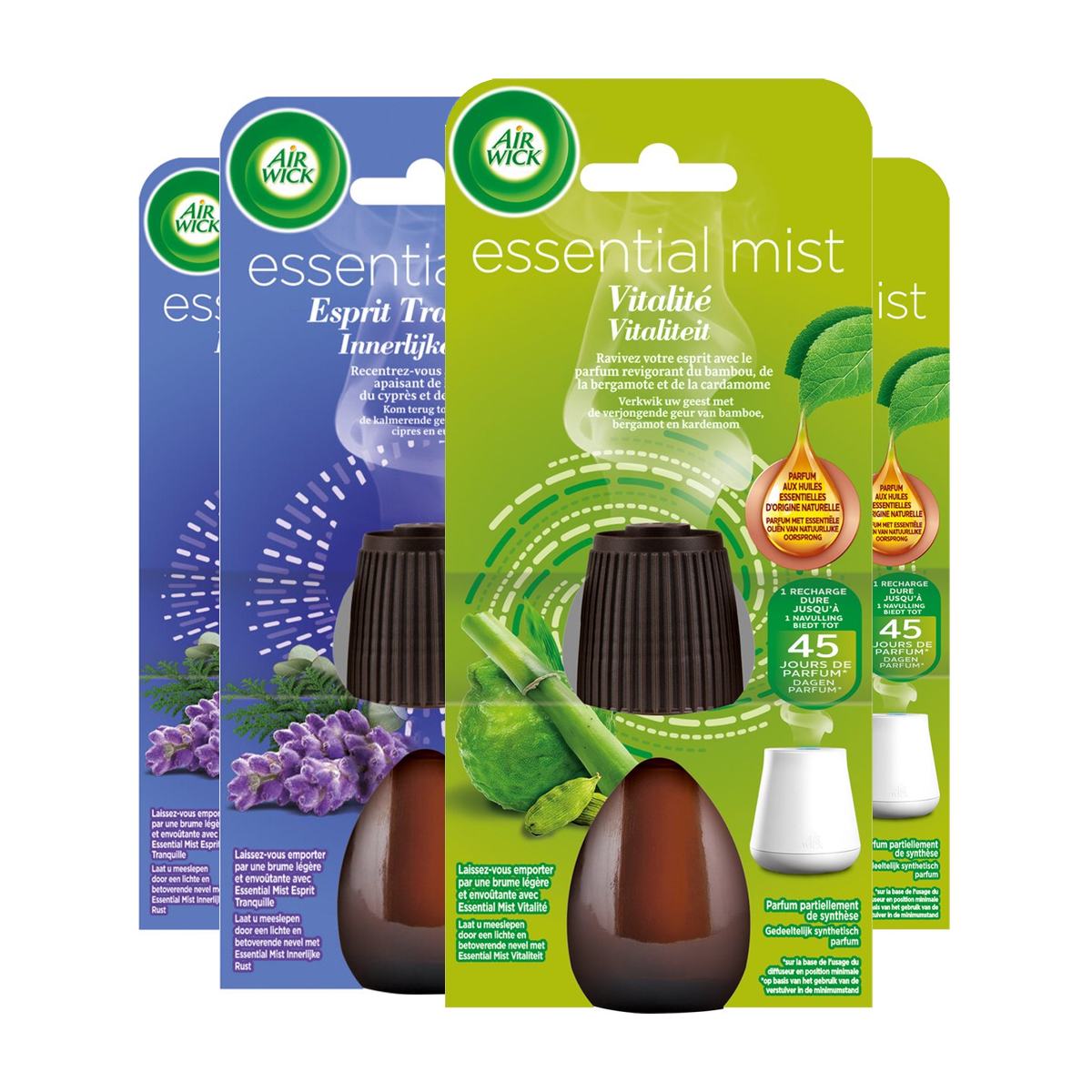 Air Wick Essential Mist Refill Sleep & Air Wick Essential Mist Refill Happiness - 20ml x 4