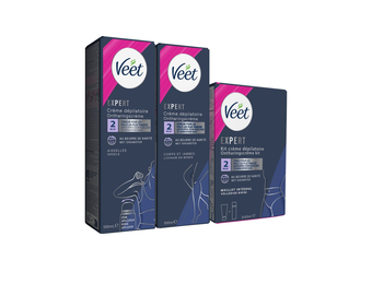Veet - Expert - Alle huidtypes - Ontharingscreme met sheaboter Benen 100ml - Ontharingscrememet sheaboter  Oksels 100ml - Ontharingscreme Bikini Kit 100ml (2 x 50ml)