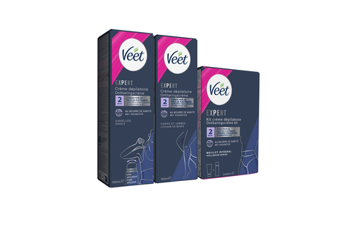 Veet - Expert - Alle huidtypes - Ontharingscreme met sheaboter Benen 100ml - Ontharingscrememet sheaboter  Oksels 100ml - Ontharingscreme Bikini Kit 100ml (2 x 50ml)