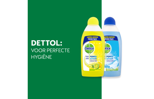 Dettol - 1L Allesreiniger Power & Fresh - Citrus 1x500ml - Katoenfris 1x500ml - Voordeelverpakking