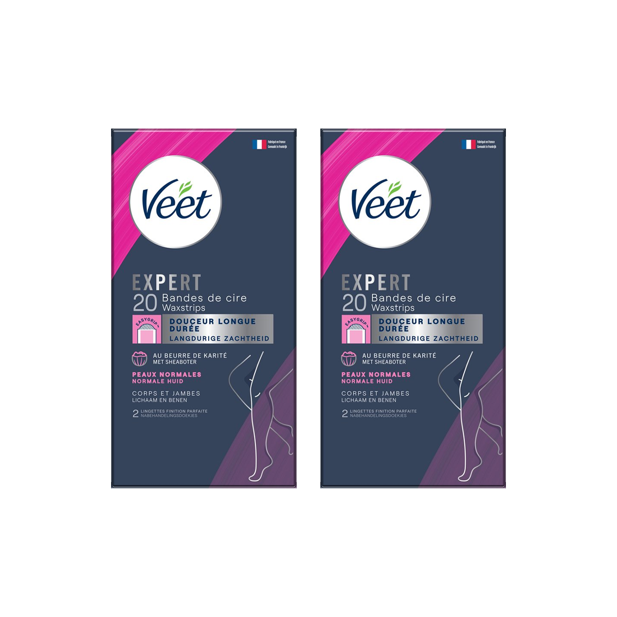 Veet - Expert - Koude Wasstrips - Benen (Normal) 20st - 2 stuks - Voordeelverpakking