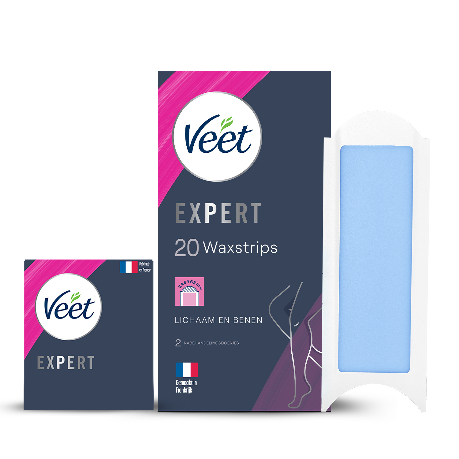 Veet - Expert - Alle huidtypes - Ontharingsstrips Benen (Normal) 20st - Ontharingscreme met sheaboter Bikini Kit 100ml (2 x 50ml)