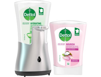 Dettol - Automatische Zeepdispenser No Touch &1x250ml Handzeep No Touch Navulling - Sheabutter