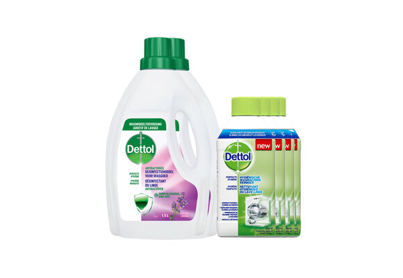 Dettol - 4x Dettol Washing Machine Cleaner Duo - 2 x Dettol Laundry Sanitizer Lavender  - Voordeelpakket