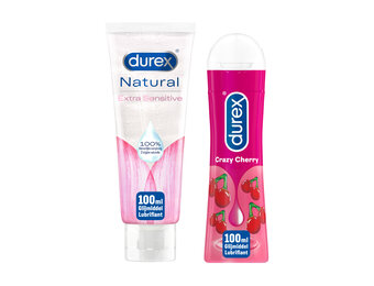 Durex - 2 Glijmiddelen Waterbasis - Crazy Cherry 100ML - Natural Extra Sensitive Glijmiddel 100ML