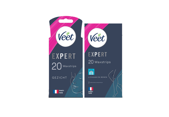 Veet - Expert - Gevoelige huid - Ontharingsstrips Gezicht 20st - Ontharingsstrips Benen (Sensitive) 20st