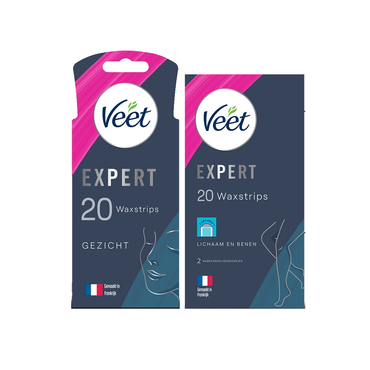 Veet - Expert - Gevoelige huid - Ontharingsstrips Gezicht 20st - Ontharingsstrips Benen (Sensitive) 20st