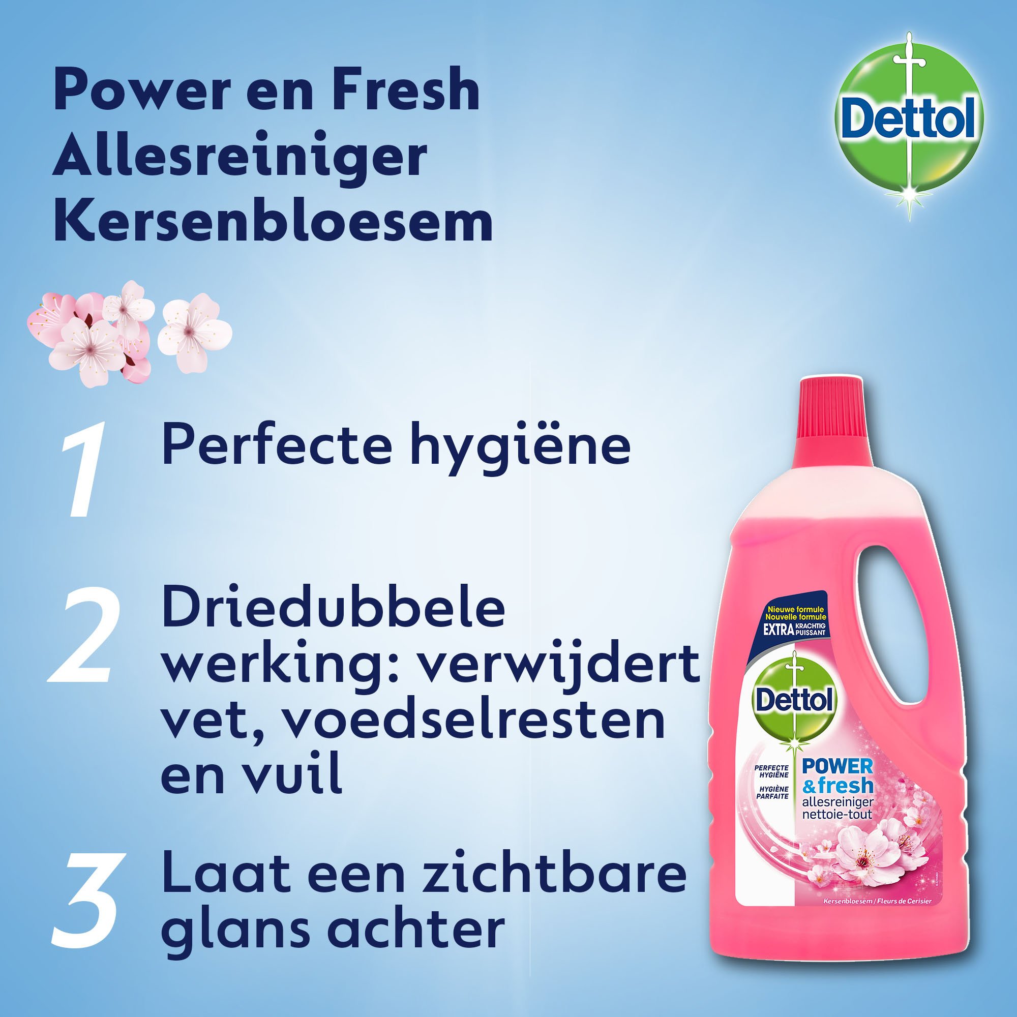 Dettol Allesreiniger Power & Fresh - Kersenbloesem - 1L x8