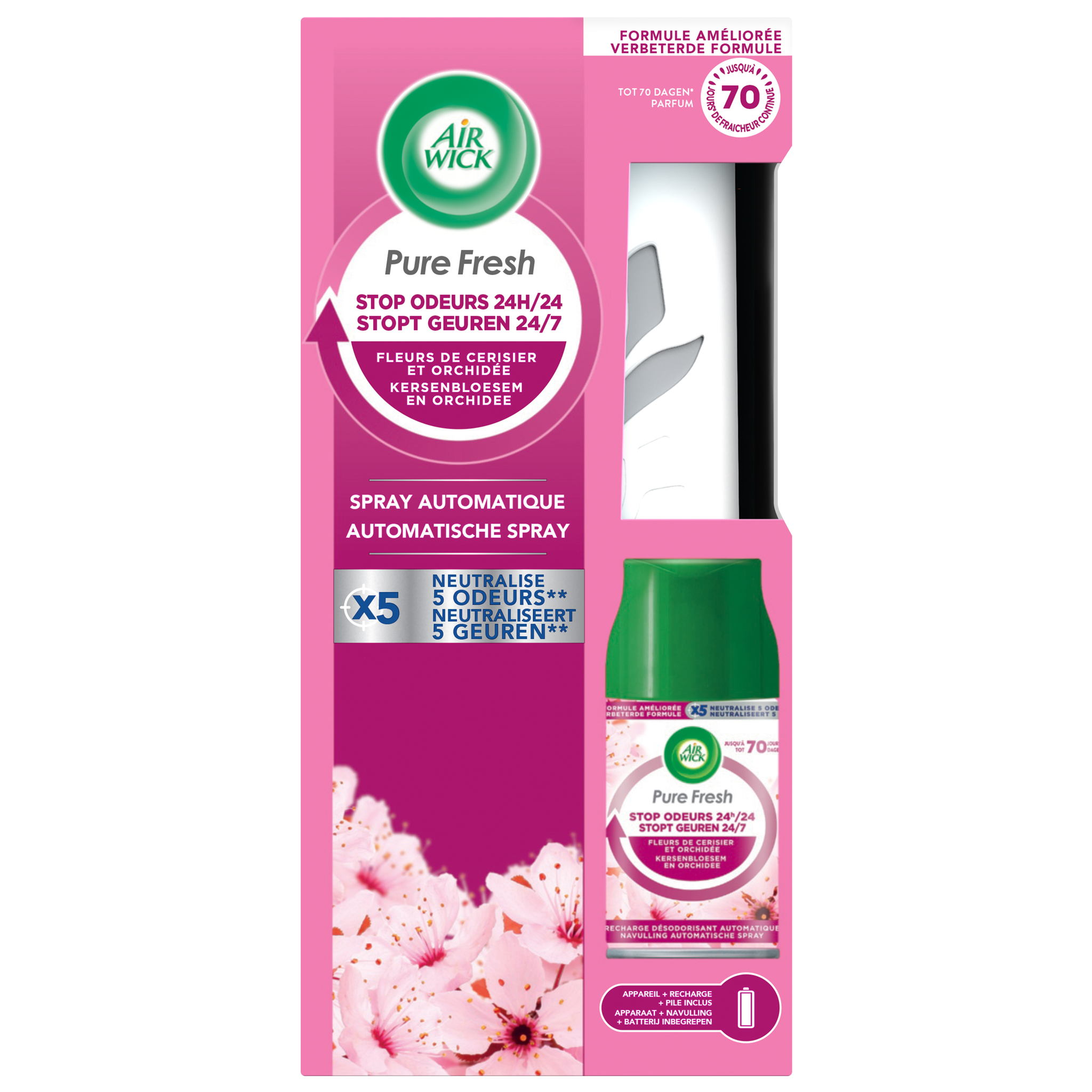 Air Wick Freshmatic Automatische Spray Luchtverfrisser - Kersenbloesem en Orchidee - Starter Kit