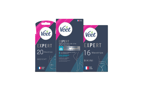 Veet - Expert - Gevoelige huid - Ontharingsstrips Benen (sensitive) 20st - Ontharingsstrips Bikini 16st - Ontharingsstrips Gezicht 20st