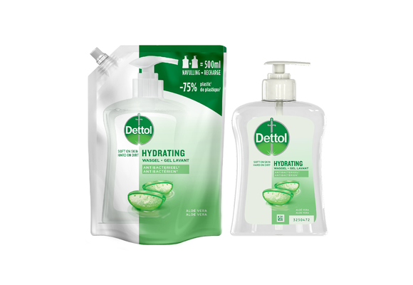 Dettol - 1x Dettol Refill Hydrating Aloe Vera 500ML - 1 x Dettol Hydrating Aloe Vera 250ML  - Voordeelpakket