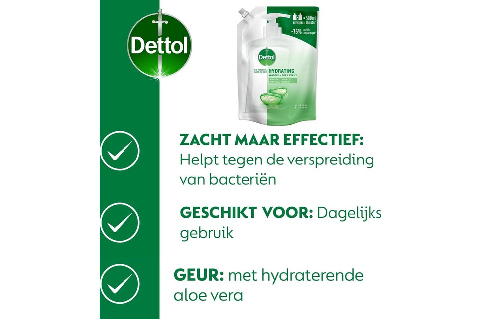 Dettol - 2x Dettol Refill Hydrating Aloe Vera 500ML - 1 x Dettol Hydrating Aloe Vera 250ML - Voordeelpakket