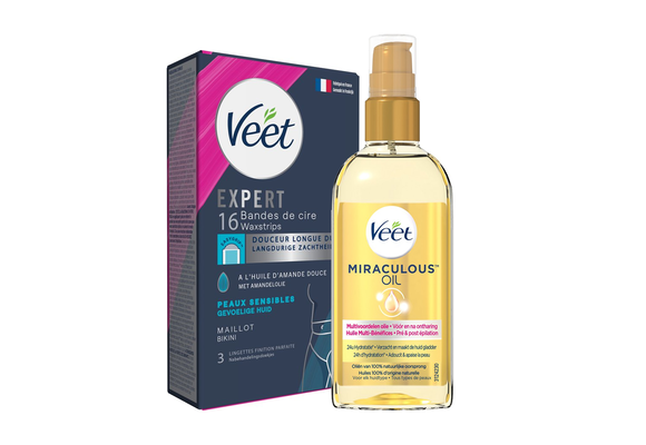 Veet - Gevoelige huid - Miraculous oil - Ontharingsstrips Bikini 16st