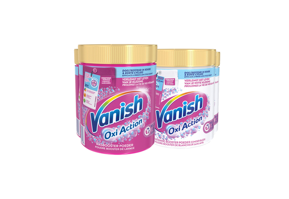 Vanish Oxi Action - Whitening &amp; Wasbooster Poeder - Vlekverwijderaar Voor Witte &amp; Gekleurde Was - 1000g x 4 - Voordeelverpakking