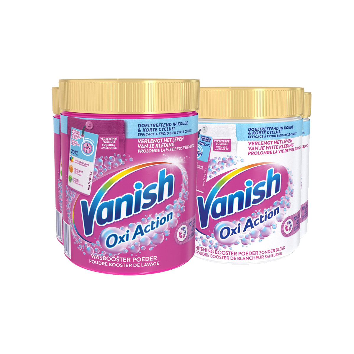Vanish Oxi Action - Whitening & Wasbooster Poeder - Vlekverwijderaar Voor Witte & Gekleurde Was - 1000g x 4 - Voordeelverpakking