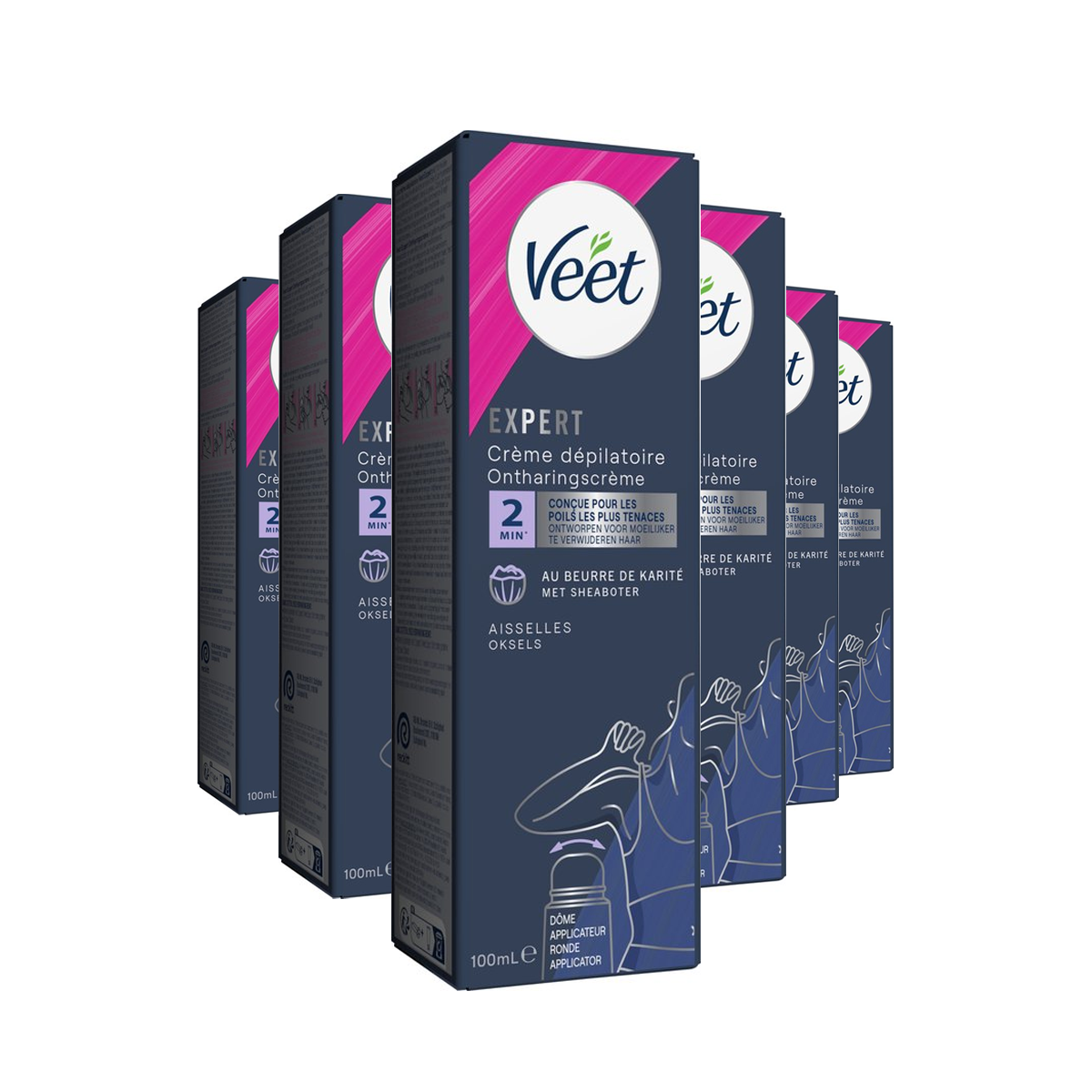 Veet - Expert - Ontharingscreme Oksels 100ml - 6 stuks - Voordeelverpakking