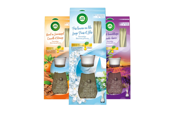 Air Wick - Reeds Essential Oils - Lavender &amp; Cinnamon &amp; Orange &amp; Soft Cotton -  33ML x 6 - Voordeelverpakking