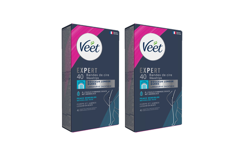 Veet - Expert - Koude Wasstrips - Benen (Sensitive) 40st - 2 stuks - Voordeelverpakking