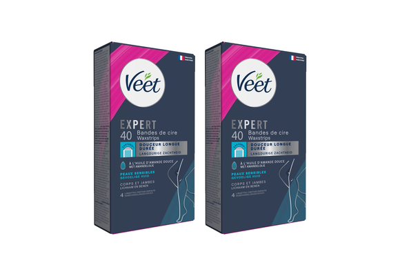Veet - Expert - Koude Wasstrips - Benen (Sensitive) 40st - 2 stuks - Voordeelverpakking