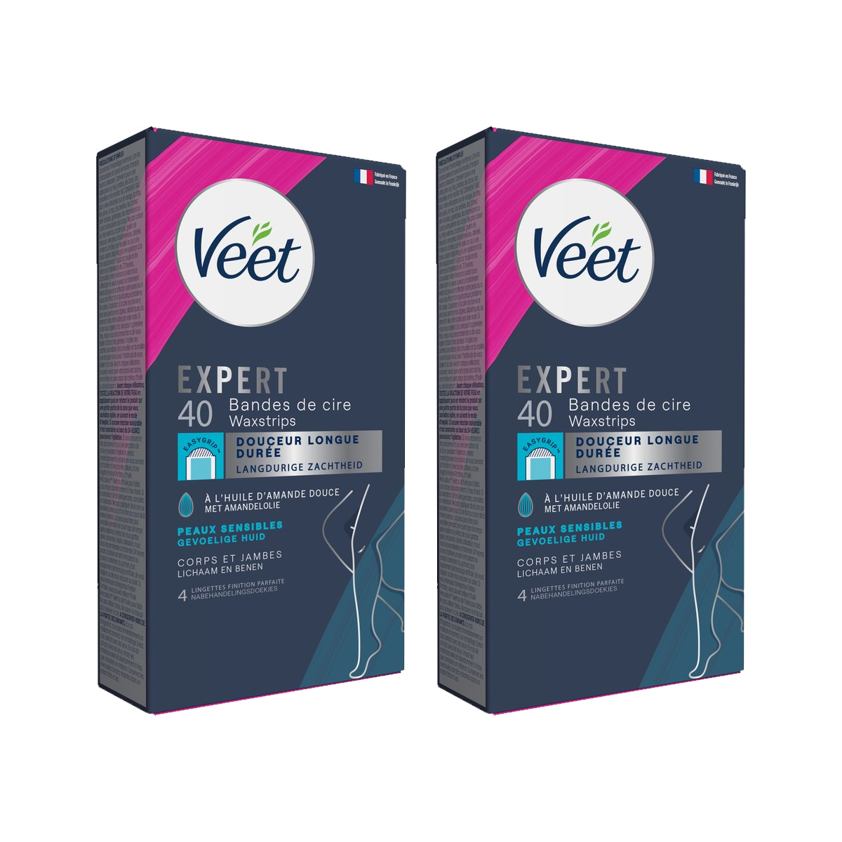 Veet - Expert - Koude Wasstrips - Benen (Sensitive) 40st - 2 stuks - Voordeelverpakking
