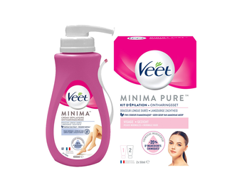 Veet - Pure - Gevoelige huid - Ontharingscreme Gezicht Minima 50ML - Ontharingscreme Gevoelig 400ML